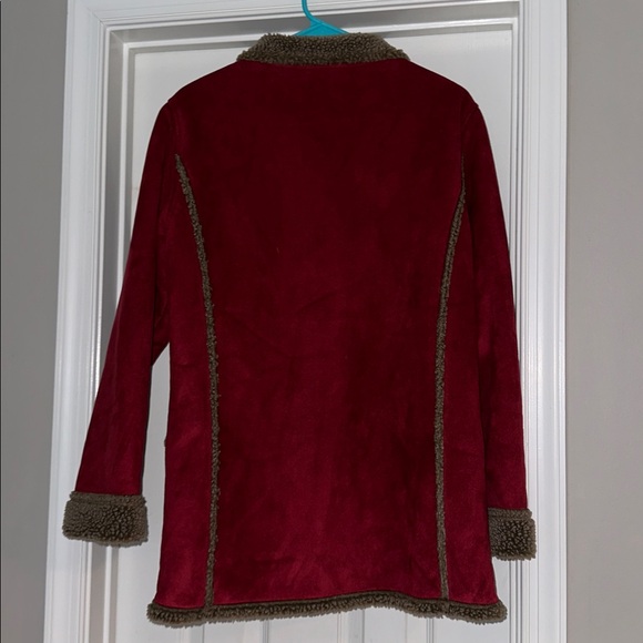 LL Bean faux Suede Lined With Tan Sherpa Fleece coat - Picture 4 of 11